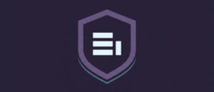 A minimalist vector illustration featuring a shield symbol, protecting a data icon.